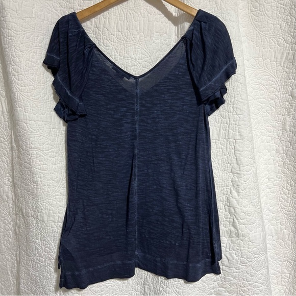 WILLIAM RAST Deanne Blue Distressed Short Flutter Sleeve Top, Size Mediu… - Picture 2 of 12